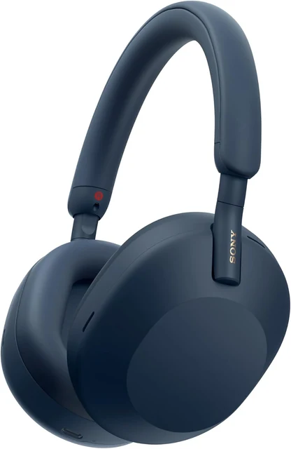 Blue over-ear headphones in an example sponsored review