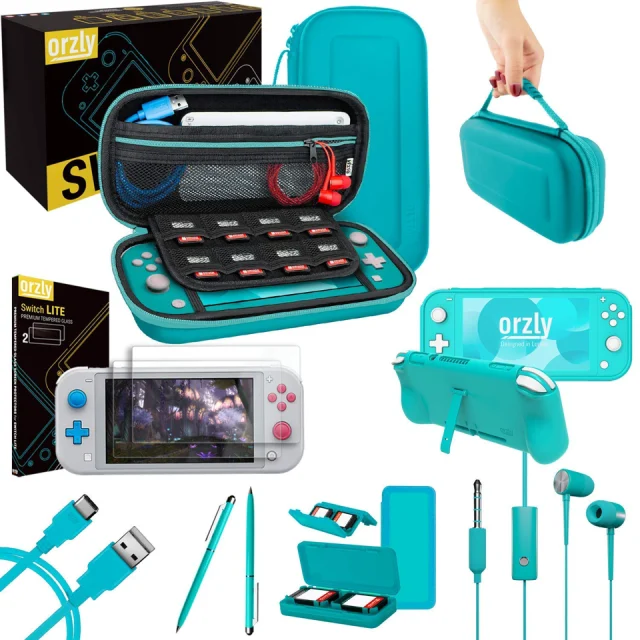 Orzly Switch Lite Accessories Bundle - Turquoise Blue
