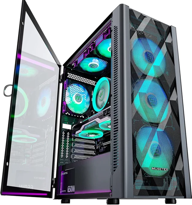 MUSETEX NN8 Black ATX Mid-Tower Gaming Case
