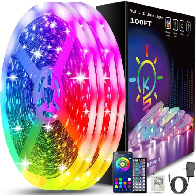 Keepsmile 100ft Led Strip Lights, 2 Rolls of 50ft