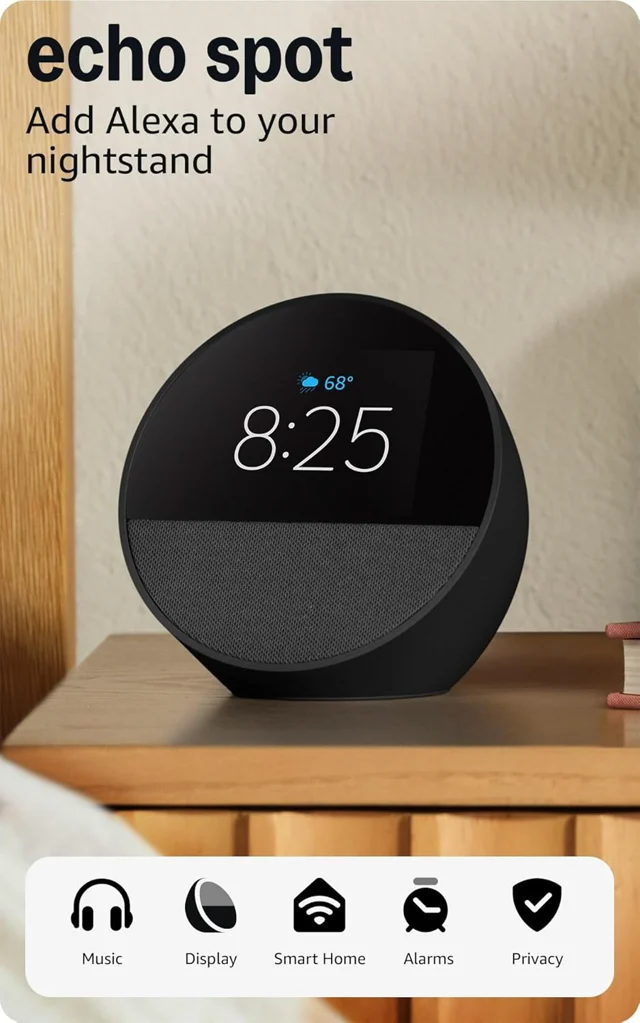 Amazon Echo Spot (newest model) Smart Alarm Clock Black