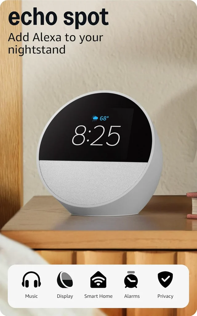 Amazon Echo Spot (newest model) - Glacier White