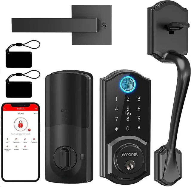 SMONET Smart Deadbolt with Handle, Black