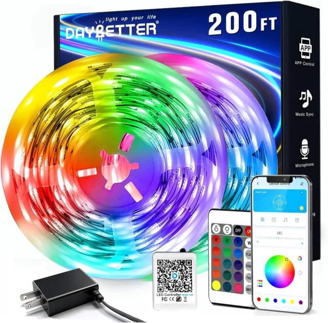 DAYBETTER LED Strip Lights 200 ft RGB Smart App