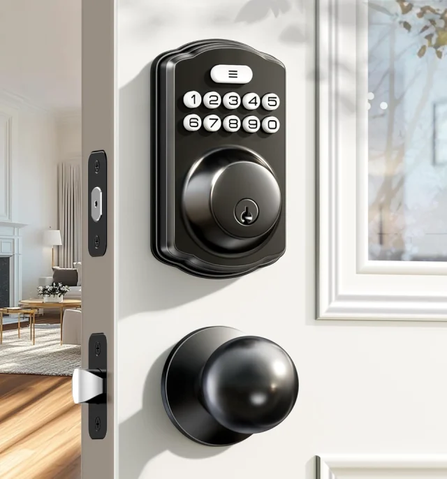 Veise KS01C Keyless Entry Deadbolt with Knobs, Matte Black