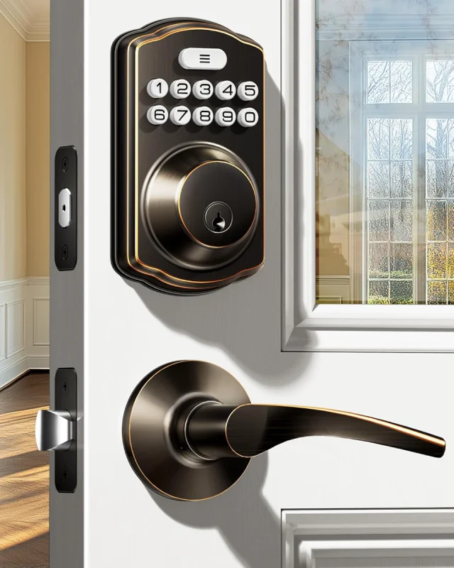 Veise KS01B Keypad Door Lock with 2 Lever Handles Set