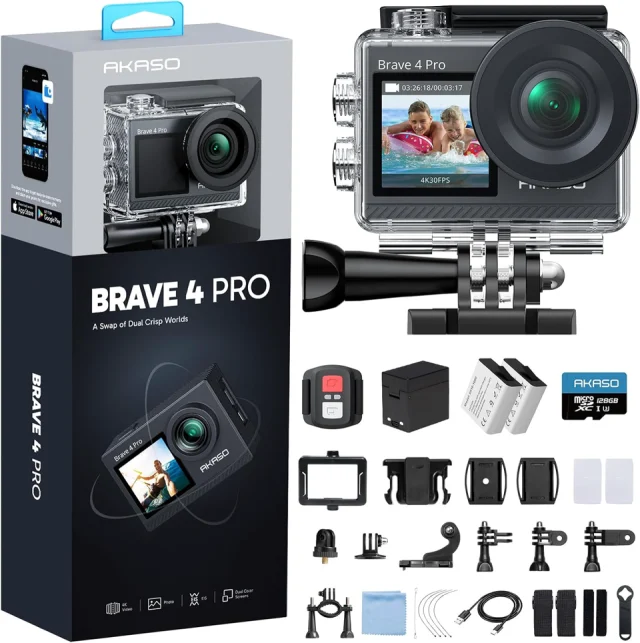 AKASO Brave 4 Pro 4K Action Camera 128GB U3 Card