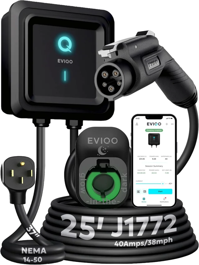 EVIQO Level 2 EV Charger J1772 40A NEMA 14-50
