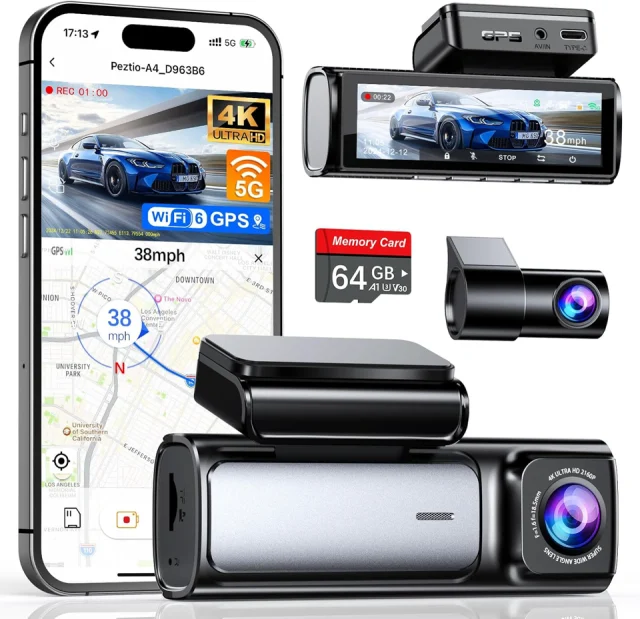 Affver 4K+2.5K Dash Cam Front and Rear