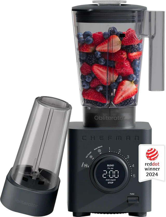 Chefman Obliterator Midnight with 20-oz Travel Jar