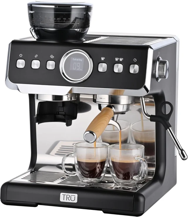 Tru Fully Automatic 19 Bar Espresso Machine with Grinder