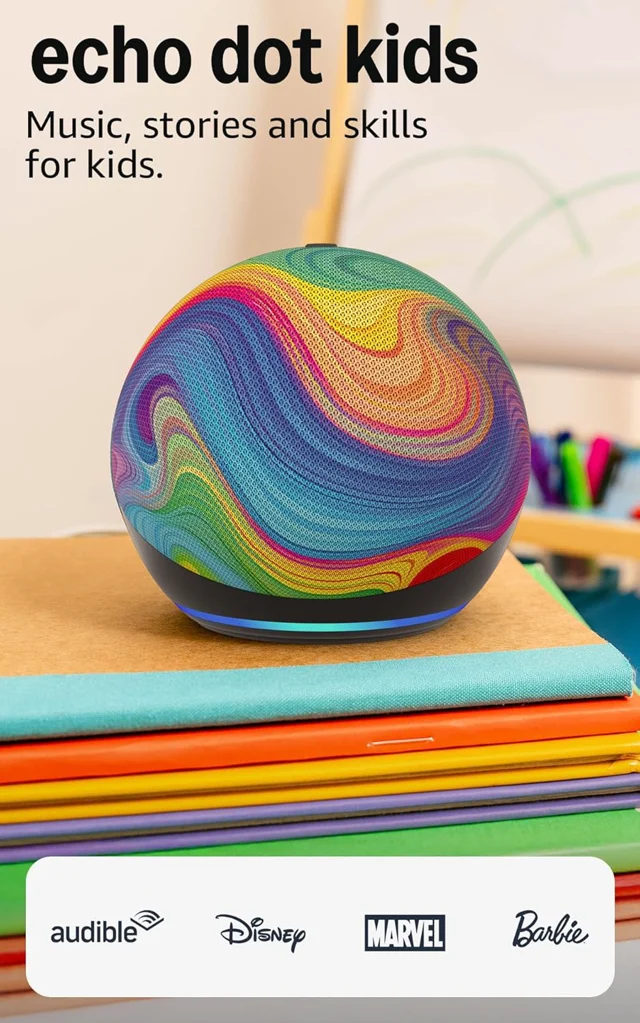 Amazon Echo Dot Kids (newest model) Rainbow Swirl