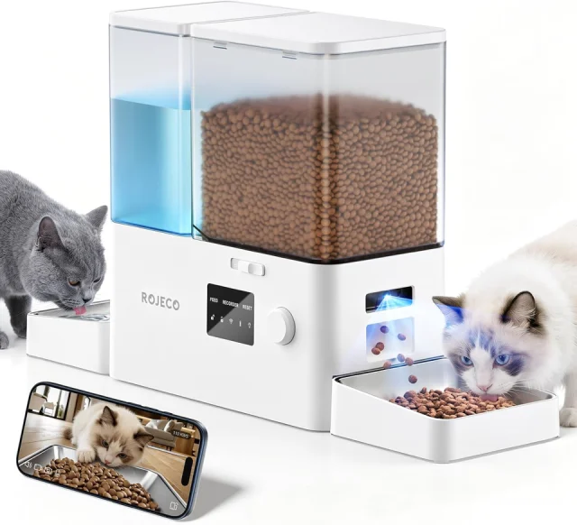 ROJECO Automatic Cat Feeder with Camera 8.5L
